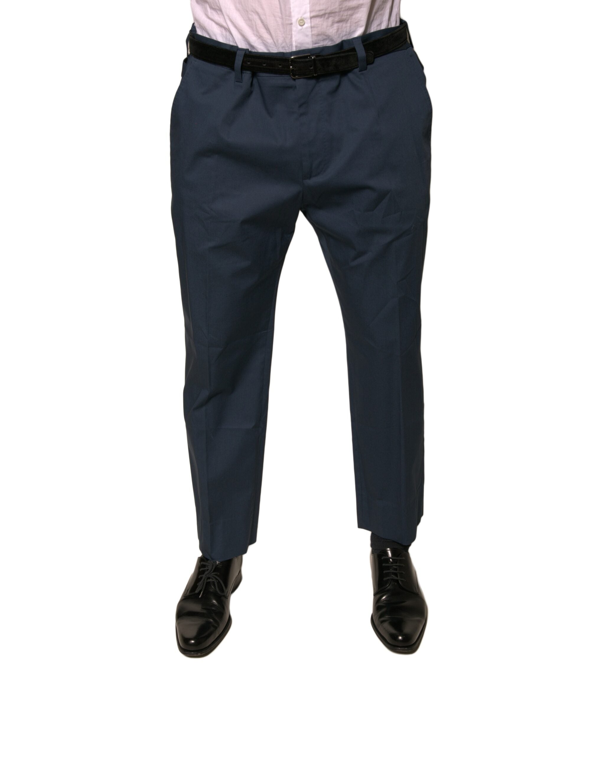 Dolce & Gabbana Blue Cotton Men's Skinny Dress Pants