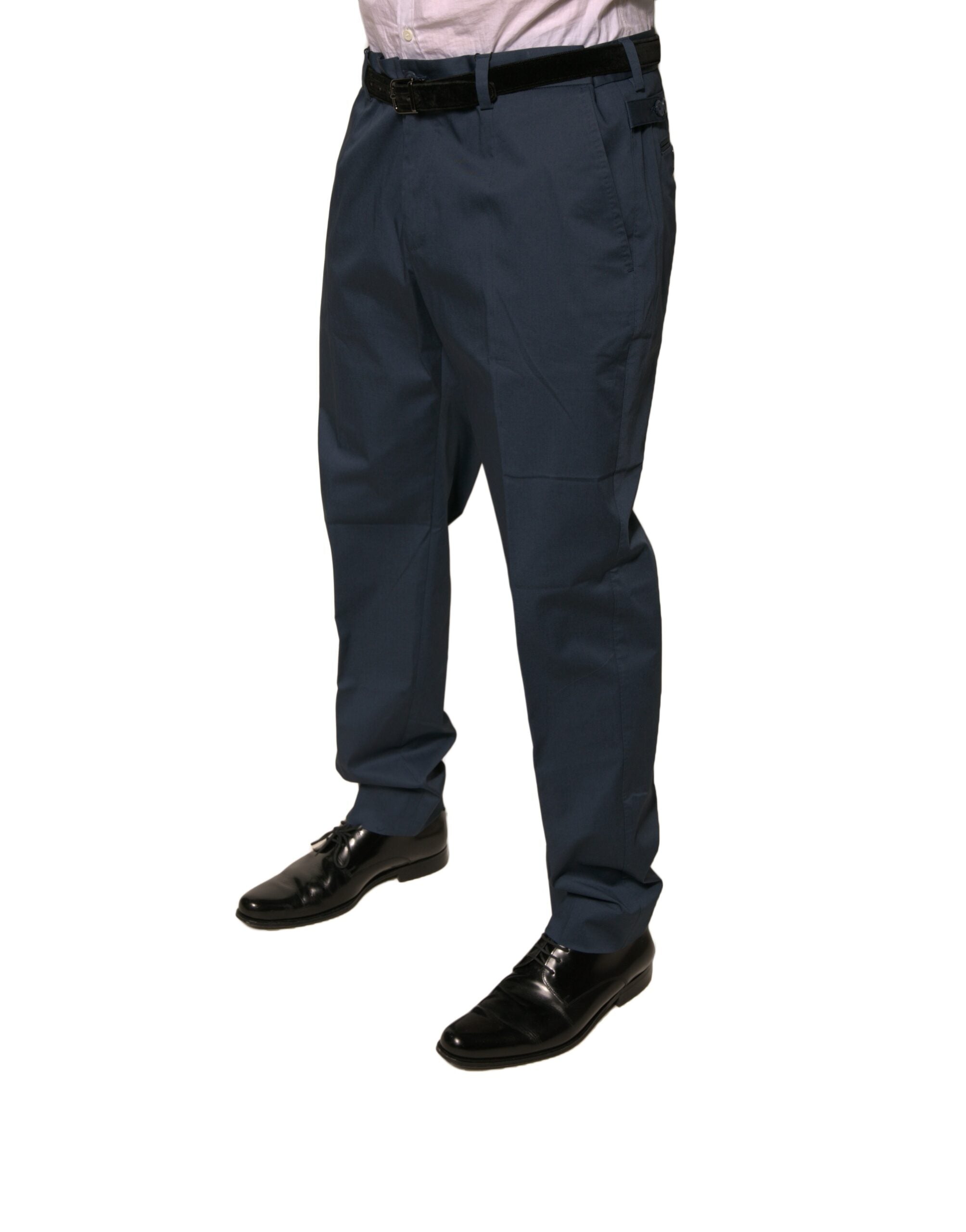 Dolce & Gabbana Dunkelblaue Cotton Stretch Skinny Herren Anzughose
