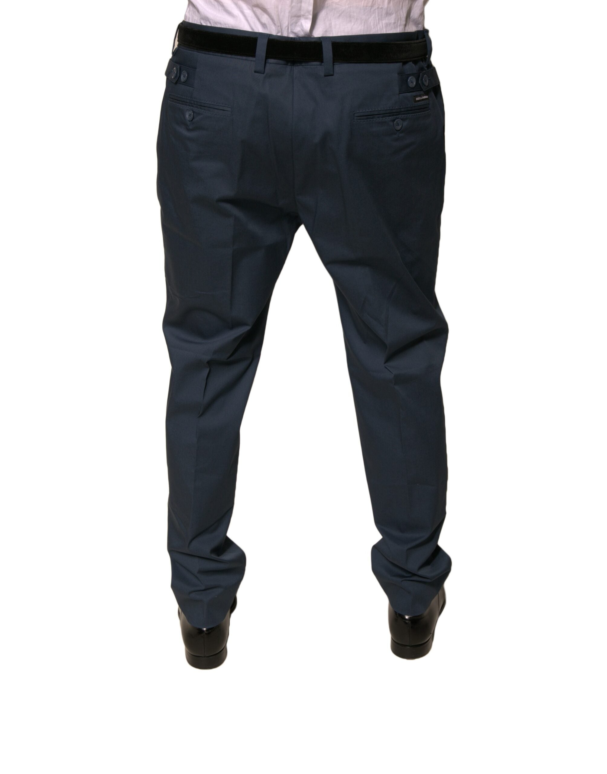 Dolce & Gabbana Dunkelblaue Cotton Stretch Skinny Herren Anzughose
