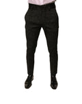 Dolce & Gabbana Black Brocade Polyester Skinny Men's Suit Trousers