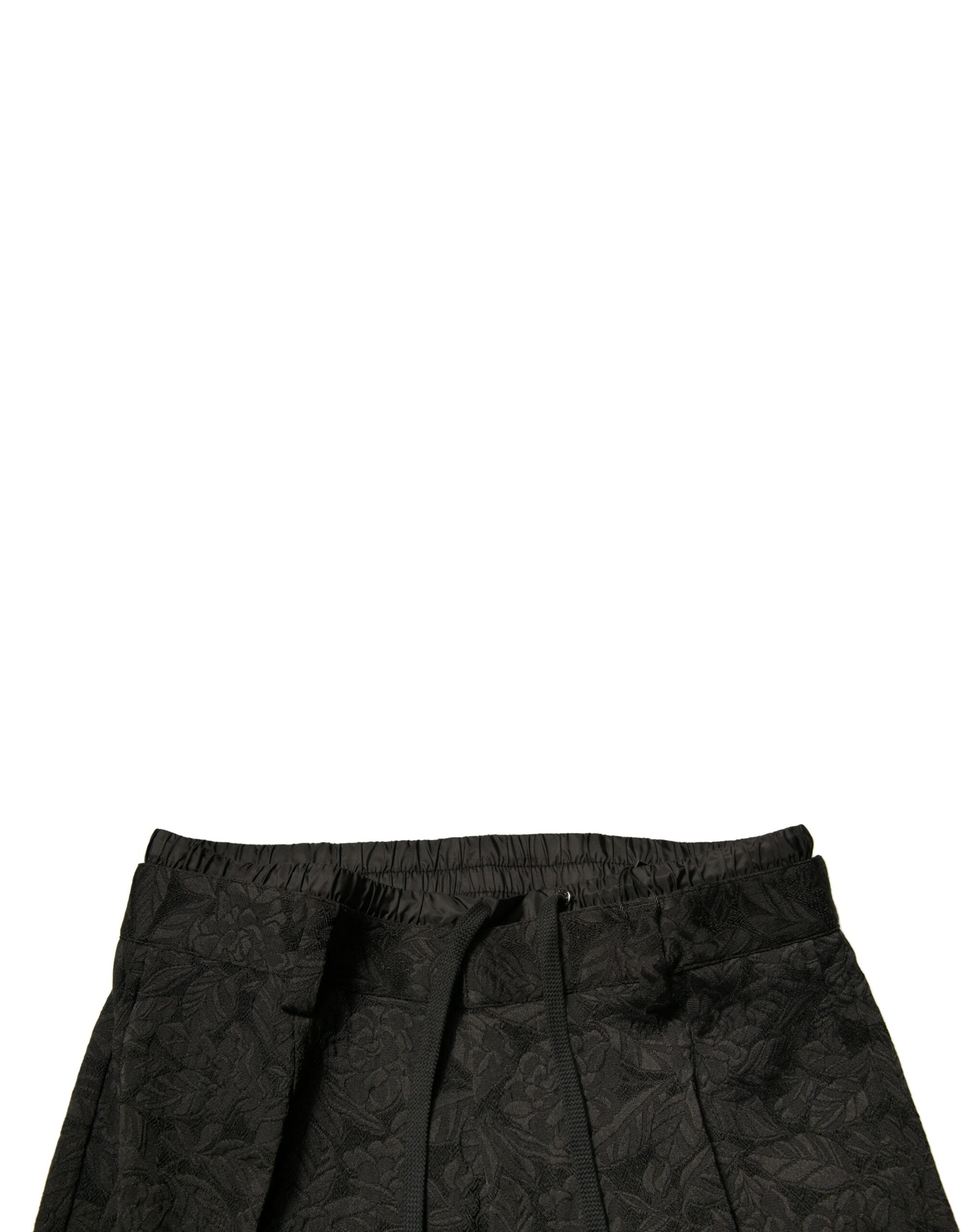 Dolce & Gabbana Black Brocade Polyester Skinny Men's Suit Trousers