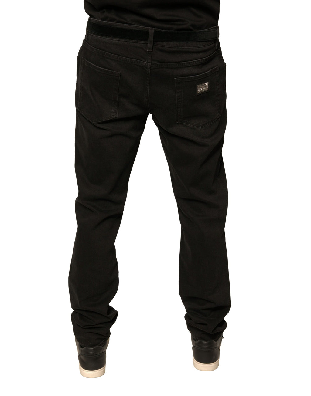 Dolce & Gabbana Black Distressed Logo Cotton Skinny Denim Jeans
