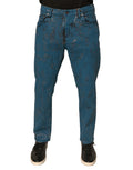 Dolce & Gabbana Blaue Logo-Baumwoll-Stretch-Skinny-Denim-Jeans