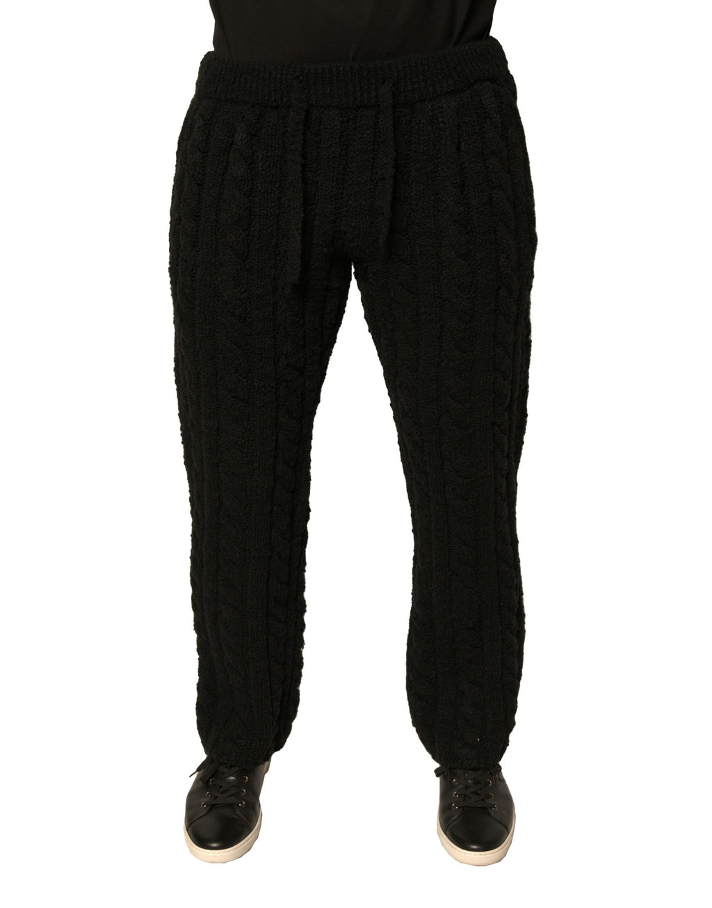 Dolce & Gabbana Black Skinny Wool Knit Trousers