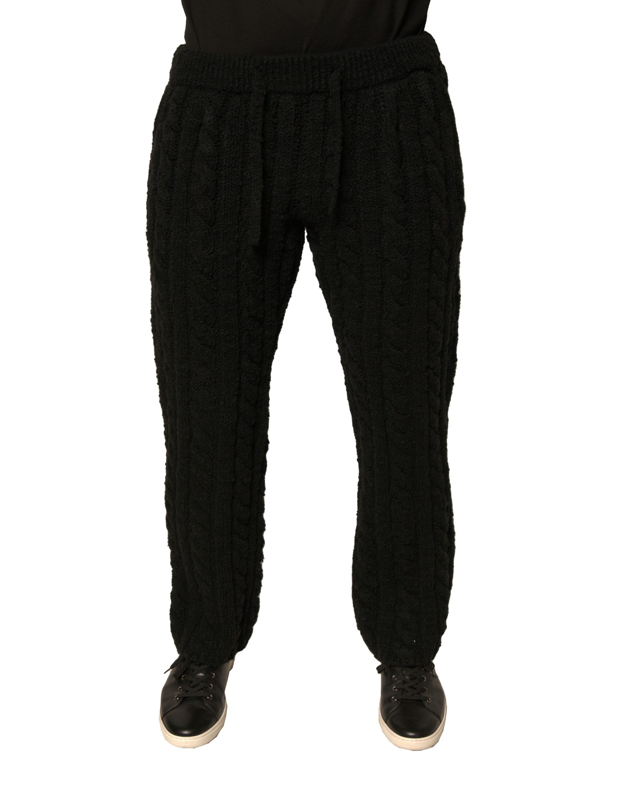 Dolce & Gabbana Black Skinny Wool Knit Trousers