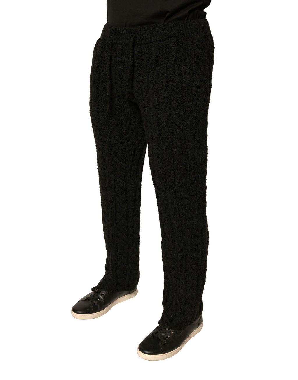 Dolce & Gabbana Black Skinny Wool Knit Trousers