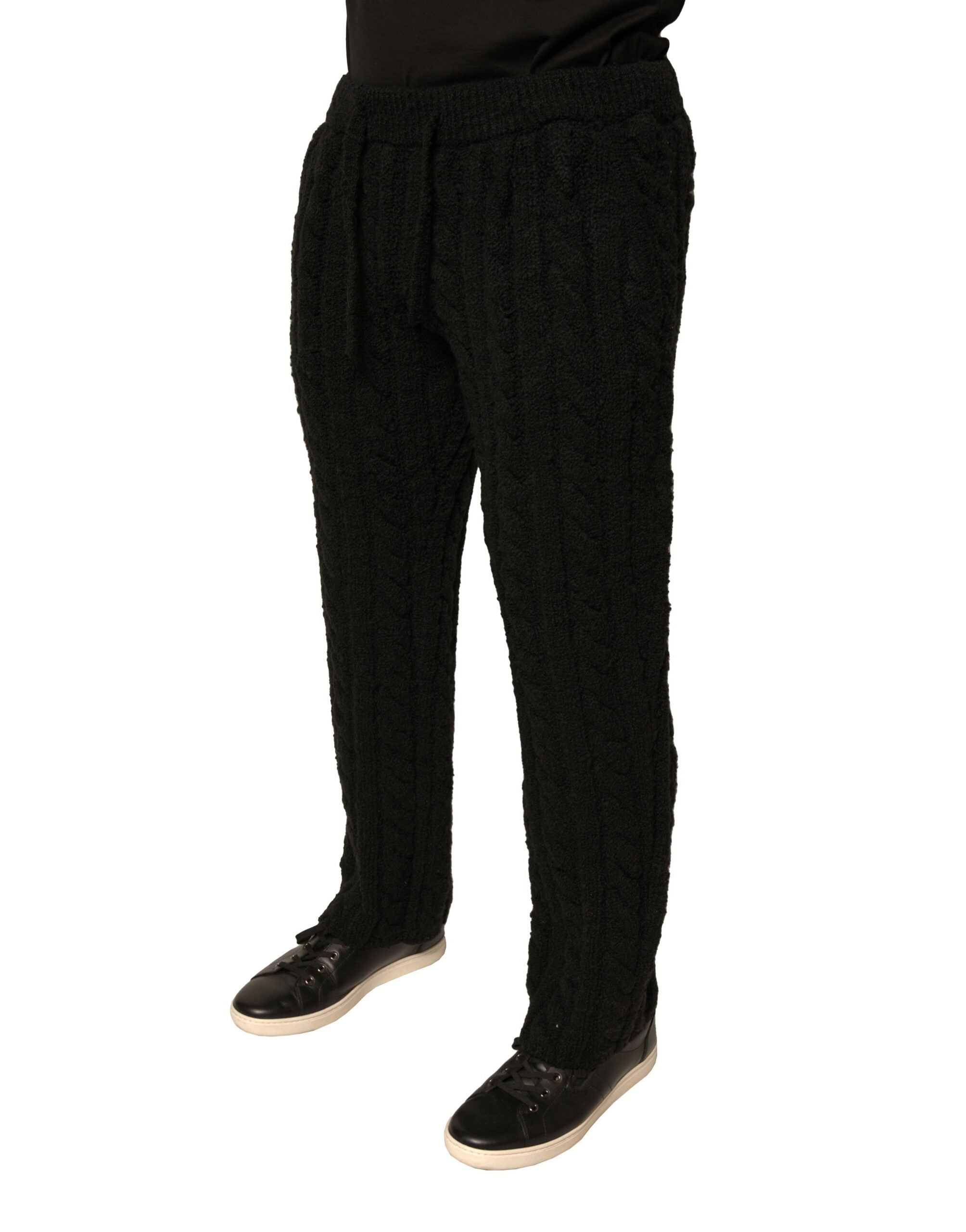 Dolce & Gabbana Black Skinny Wool Knit Trousers