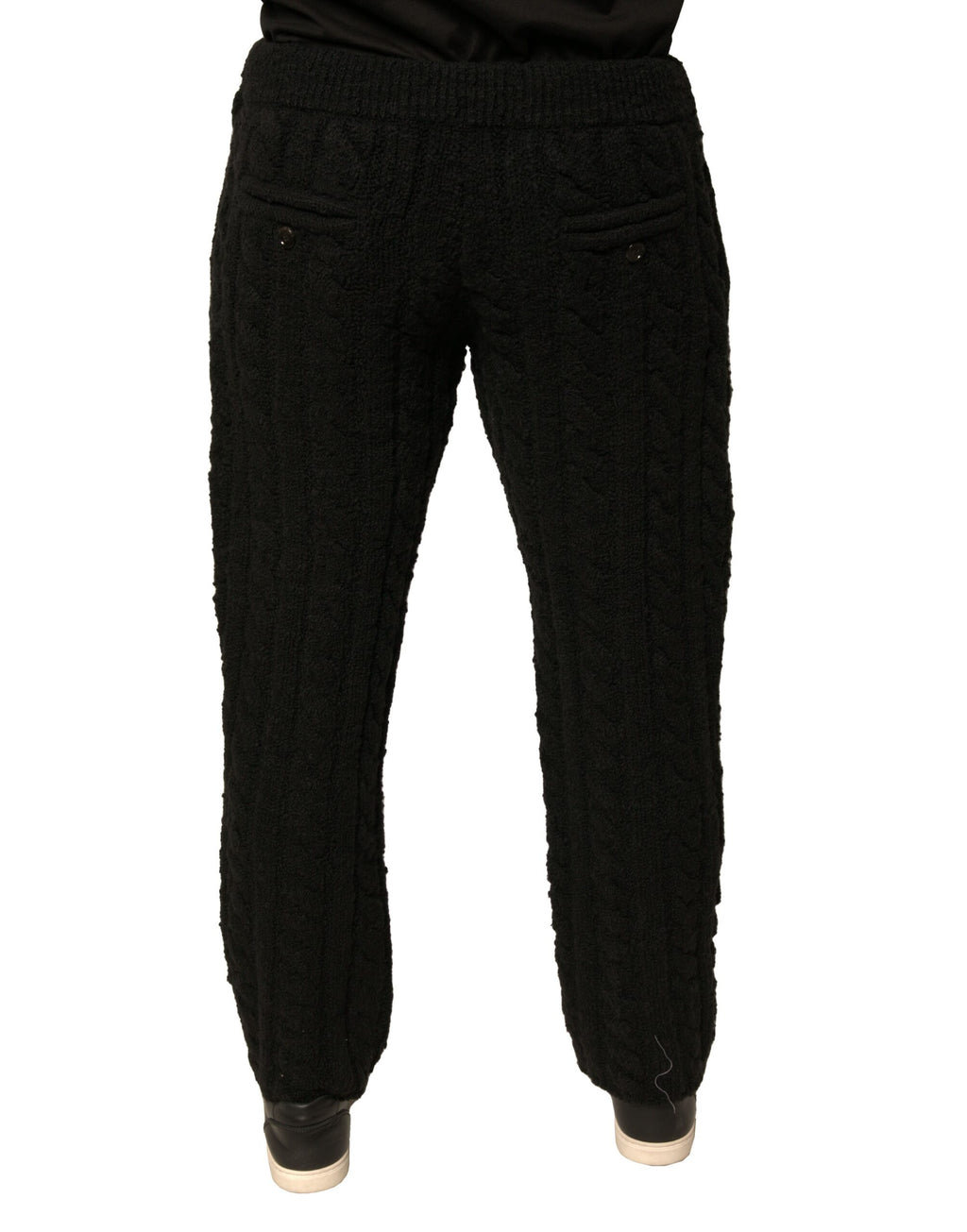 Dolce & Gabbana Black Skinny Wool Knit Trousers