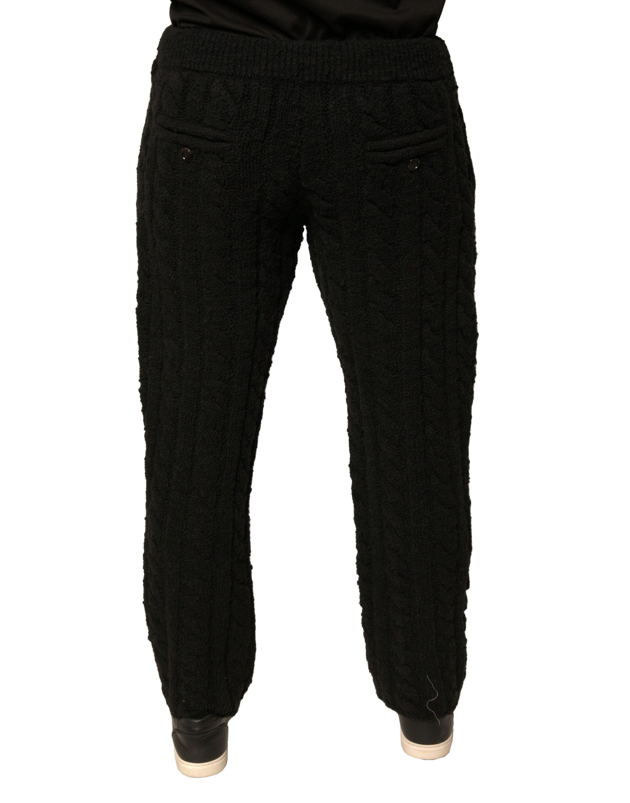 Dolce & Gabbana Black Skinny Wool Knit Trousers