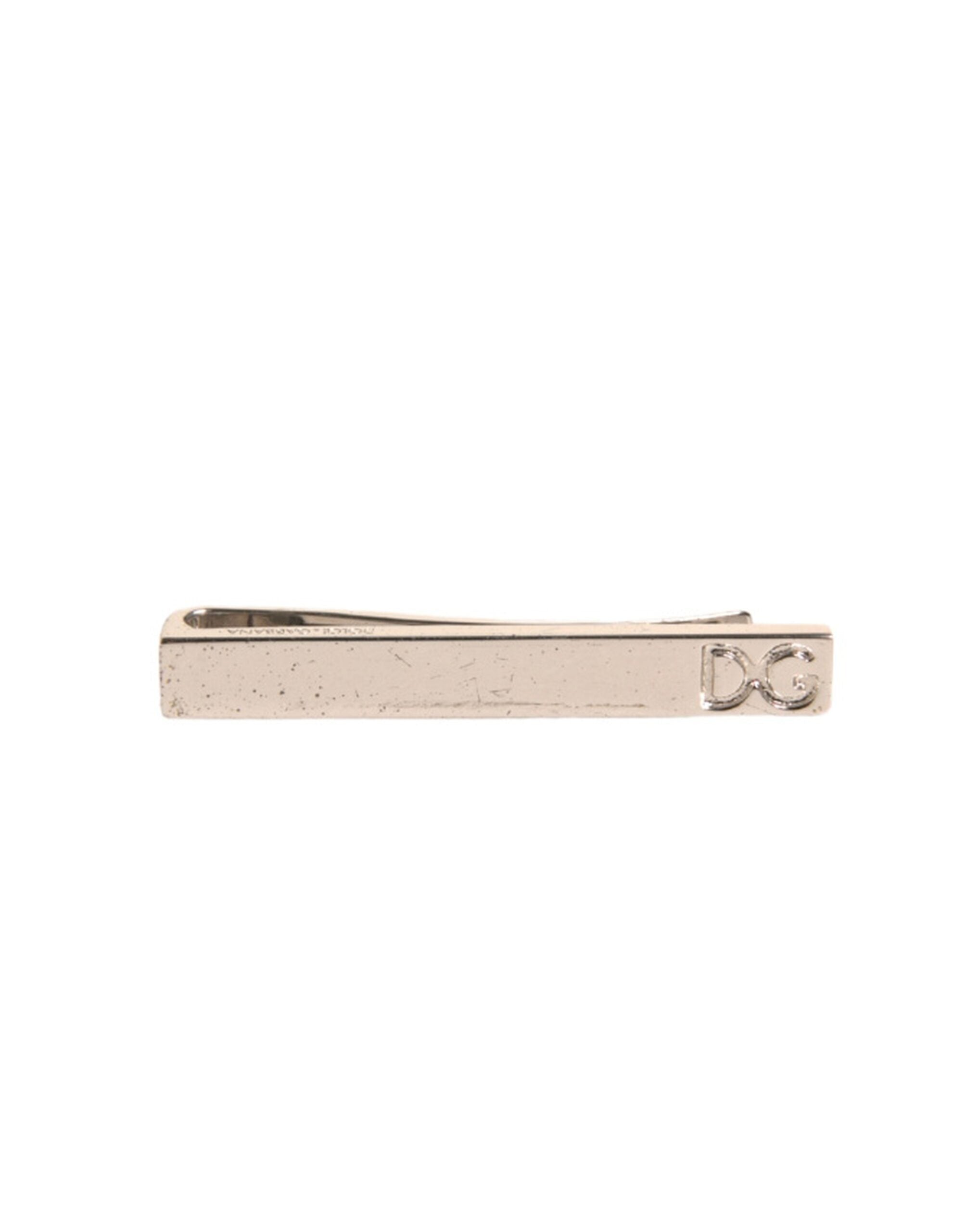Dolce & Gabbana Silver-tone Brass Logo Tie Clip Bar