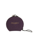 Dolce & Gabbana Purple Calfskin Round Logo Hand Mirror Holder