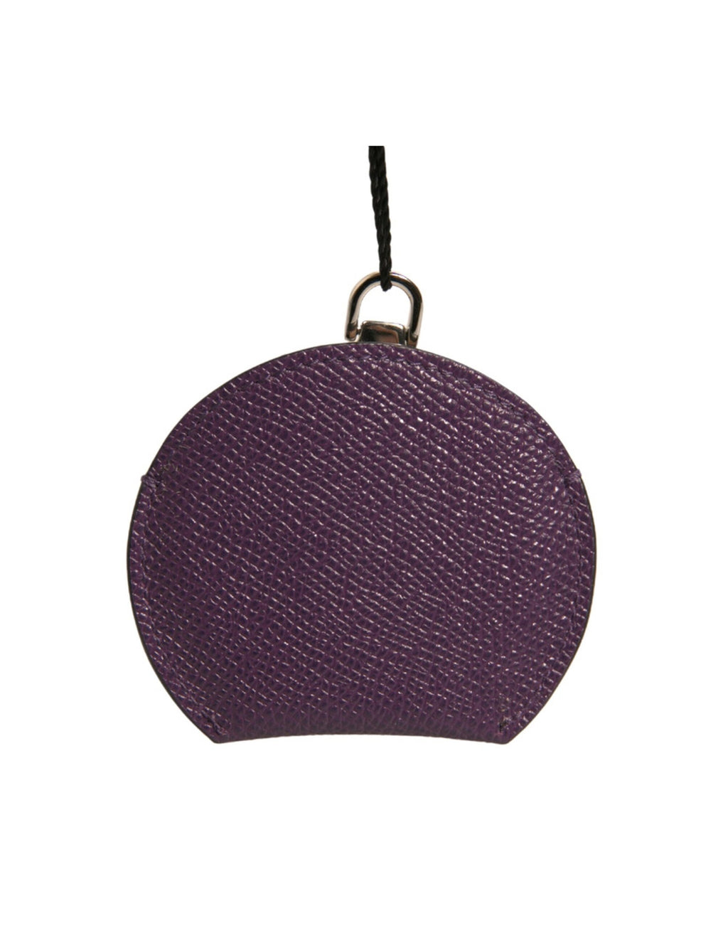 Dolce & Gabbana Purple Calfskin Round Logo Hand Mirror Holder