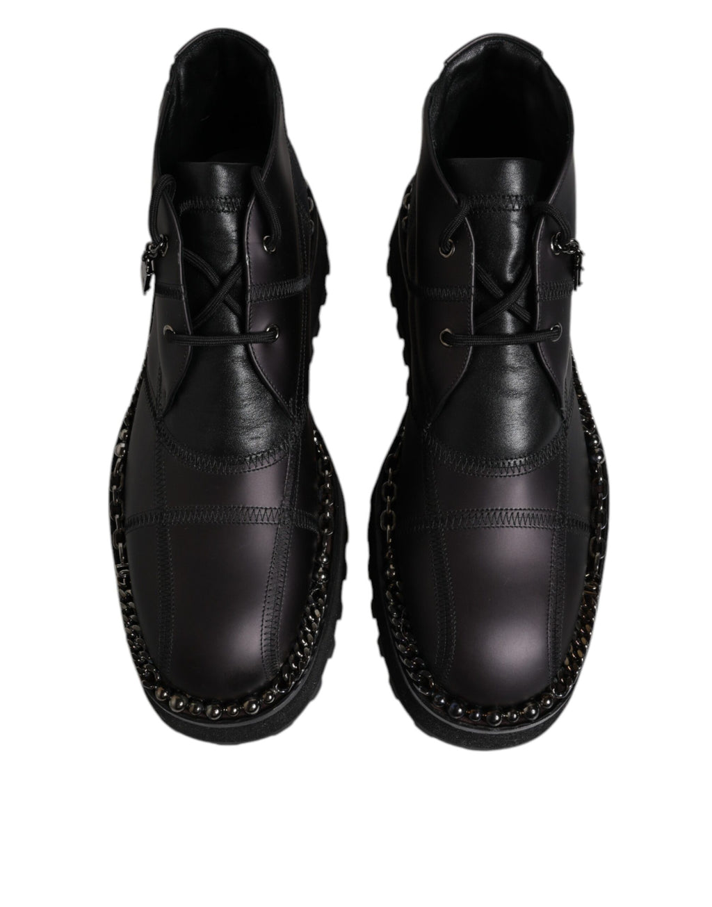 Dolce & Gabbana Black Leather Lace-Up Ankle Boots Shoes