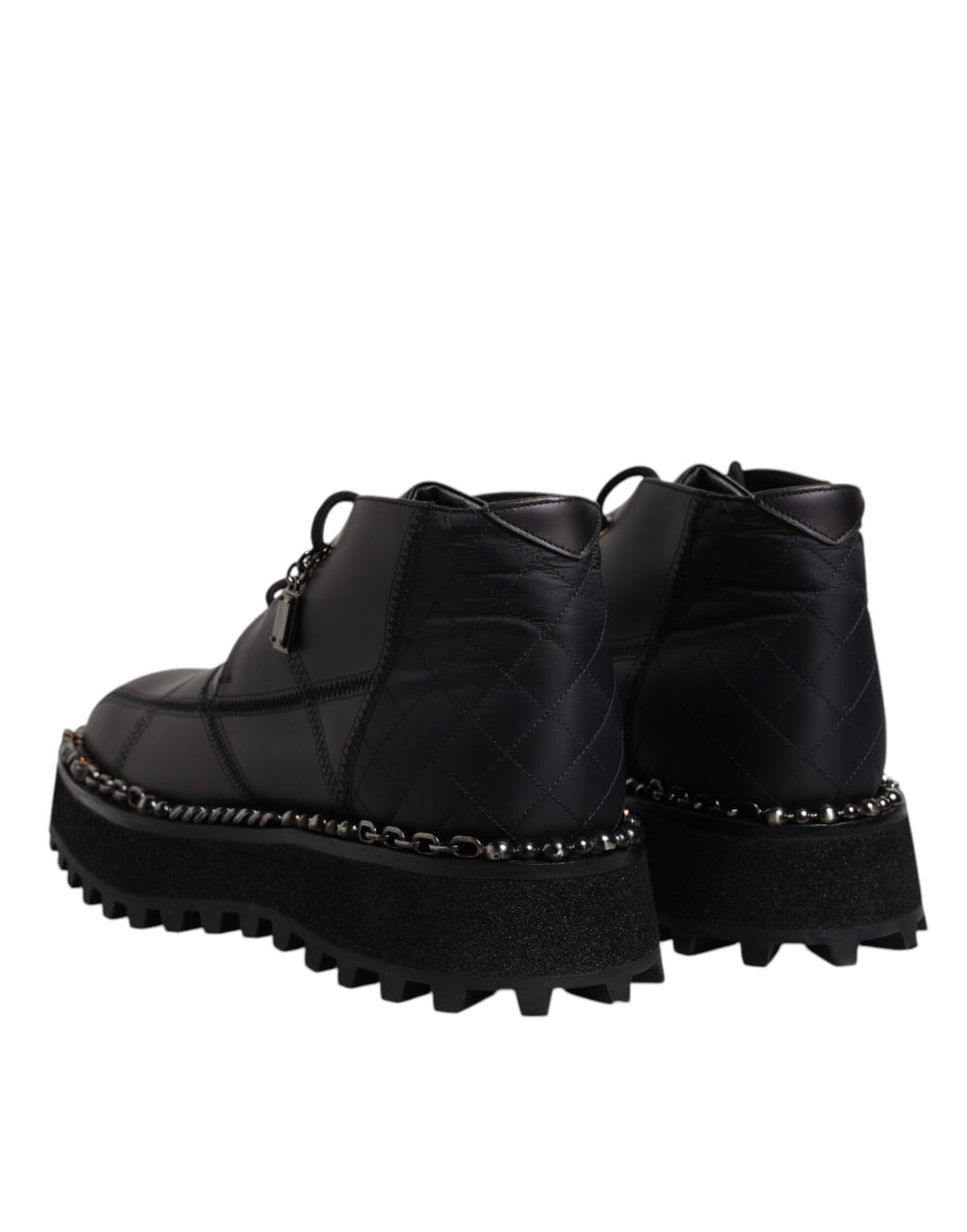 Dolce & Gabbana Black Leather Lace-Up Ankle Boots Shoes