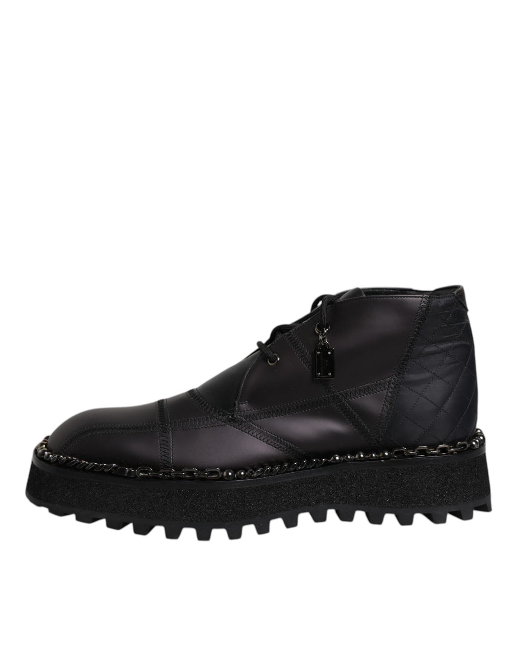 Dolce & Gabbana Black Leather Lace-Up Ankle Boots Shoes