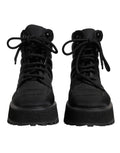 Dolce & Gabbana Schwarze gepolsterte Mid Calf Lace Up Stiefel Schuhe