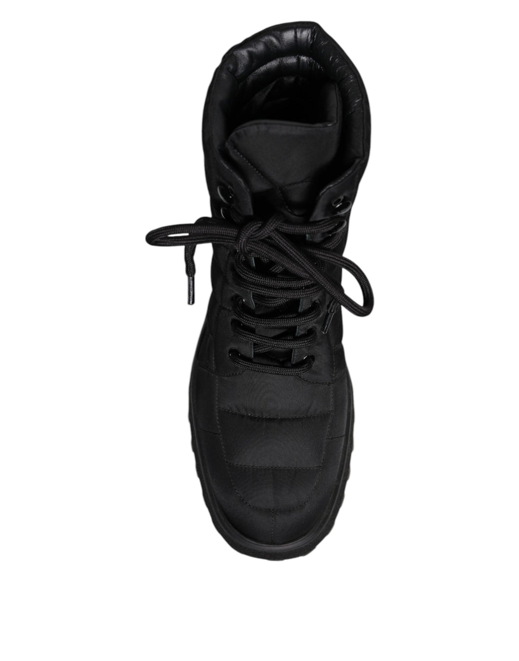 Dolce & Gabbana Schwarze gepolsterte Mid Calf Lace Up Stiefel Schuhe