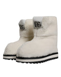 Dolce & Gabbana White Plush Logo Padded Mid-Calf Boots Shoes