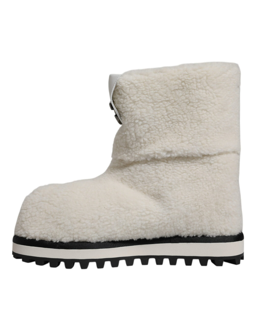 Dolce & Gabbana White Plush Logo Padded Mid-Calf Boots Shoes