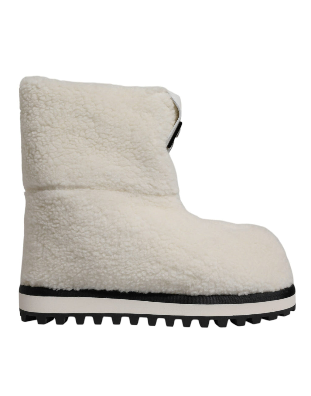 Dolce & Gabbana White Plush Logo Padded Mid-Calf Boots Shoes