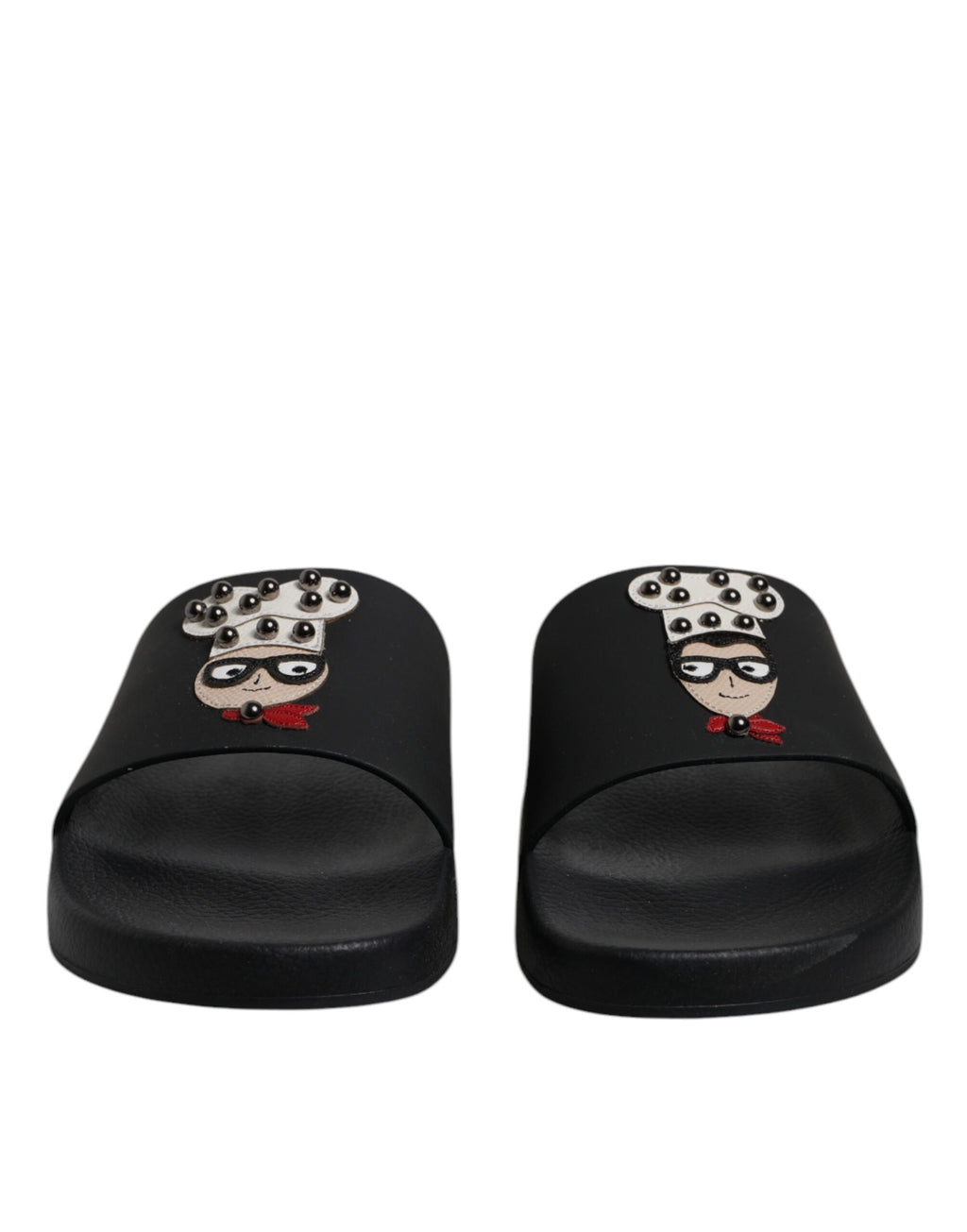 Dolce & Gabbana Black Leather Mule Sandals Beachwear Shoes