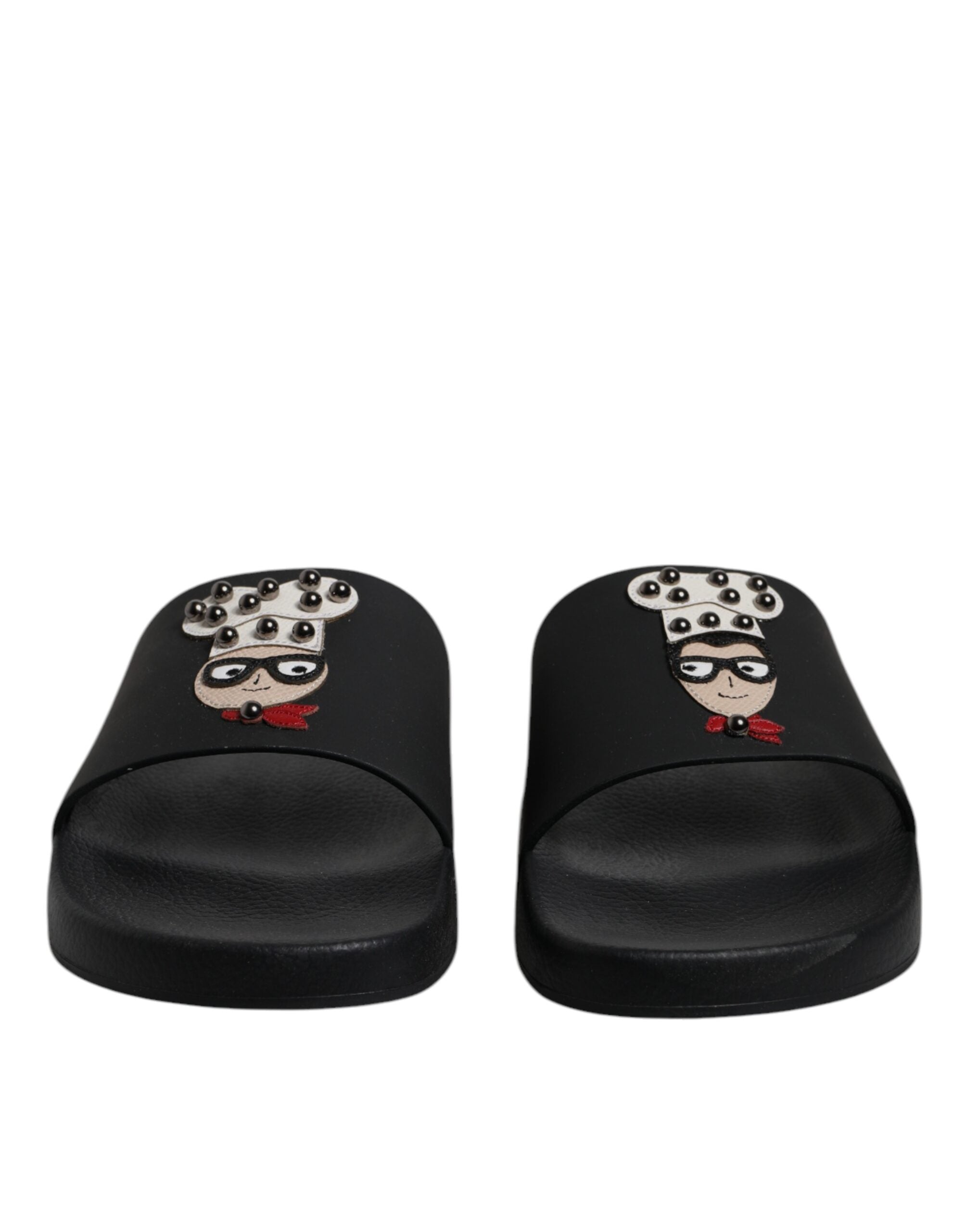 Dolce & Gabbana Black Leather Mule Sandals Beachwear Shoes