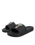 Dolce & Gabbana Black Leather Mule Sandals Beachwear Shoes