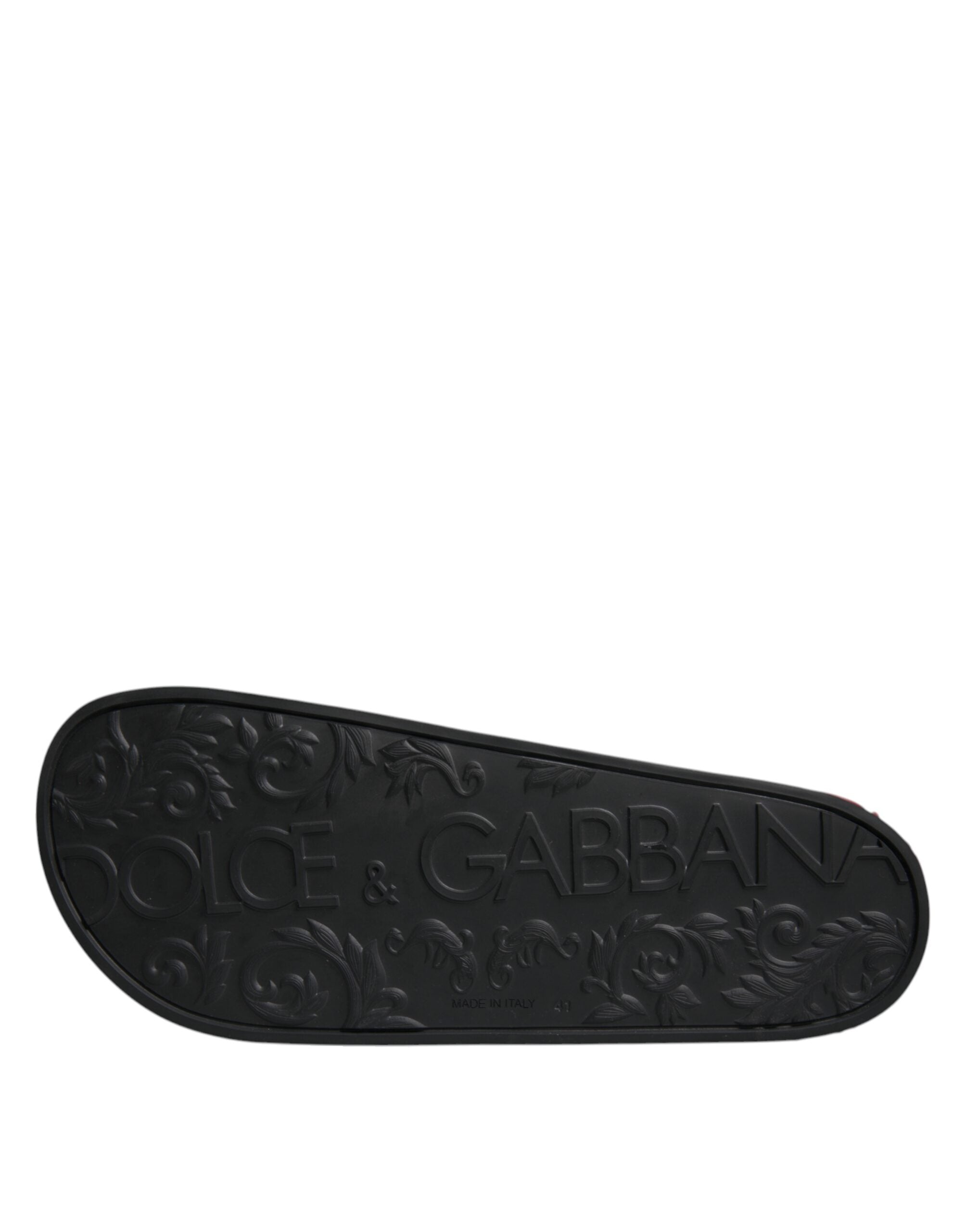 Dolce & Gabbana Black Leather Mule Sandals Beachwear Shoes
