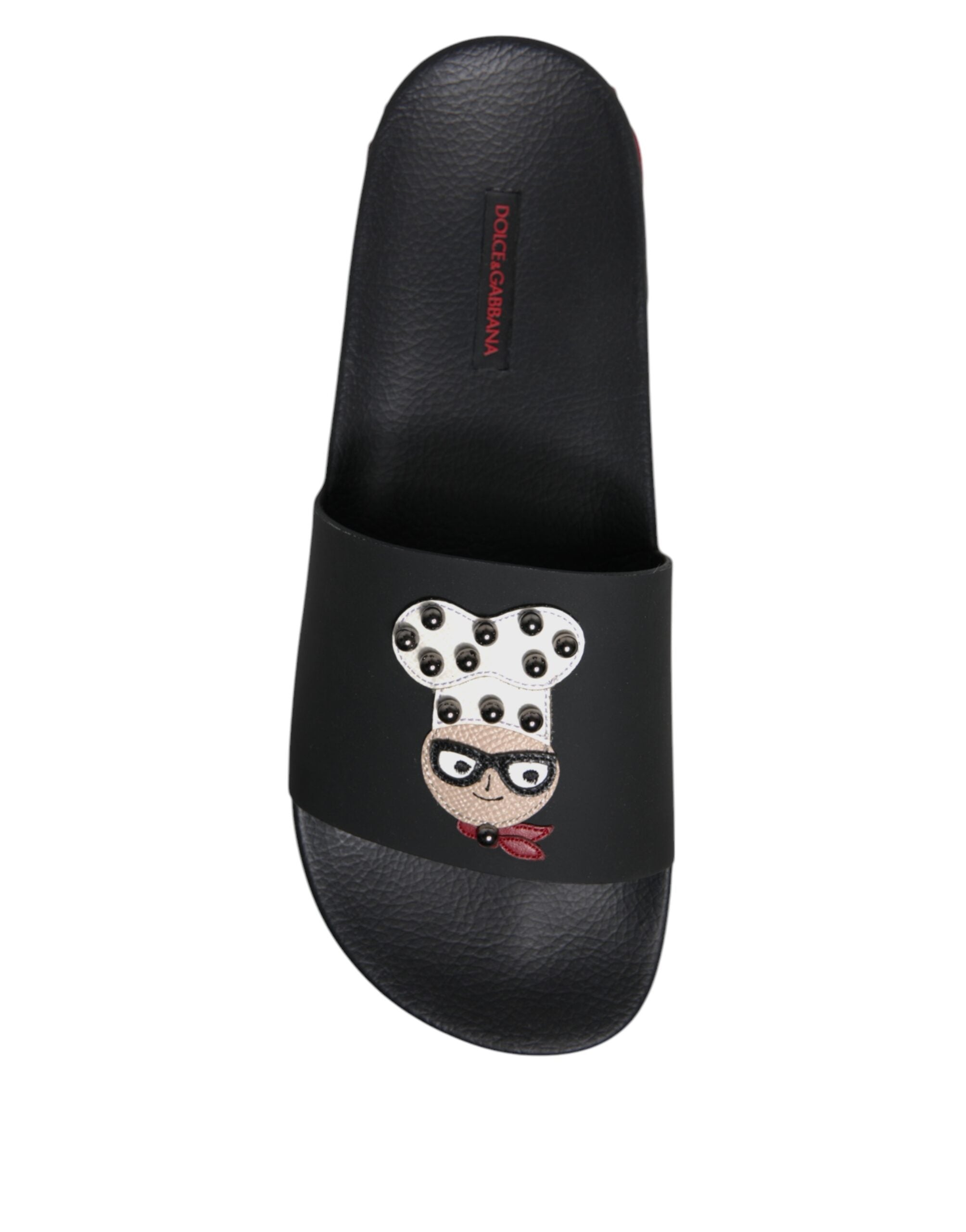 Dolce & Gabbana Black Leather Mule Sandals Beachwear Shoes