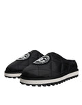 Dolce & Gabbana Schwarz Nylon gesteppt Logo Patch Sandalen Rutschen Schuhe