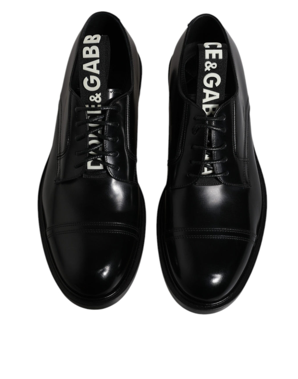 Dolce & Gabbana Schwarze Lackleder Derby Schnürschuhe Formal Dress Schuhe