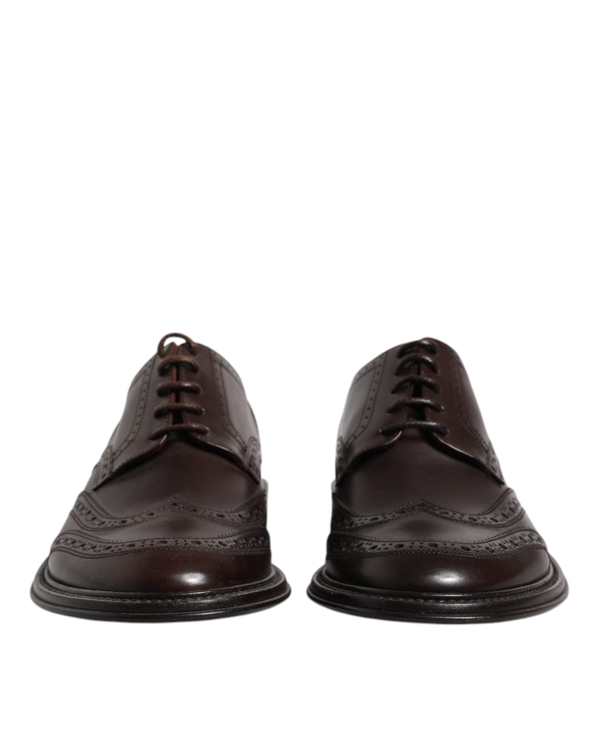Dolce & Gabbana Brown Leather Derby Wingtip Lace-Up Formal Dress Shoes