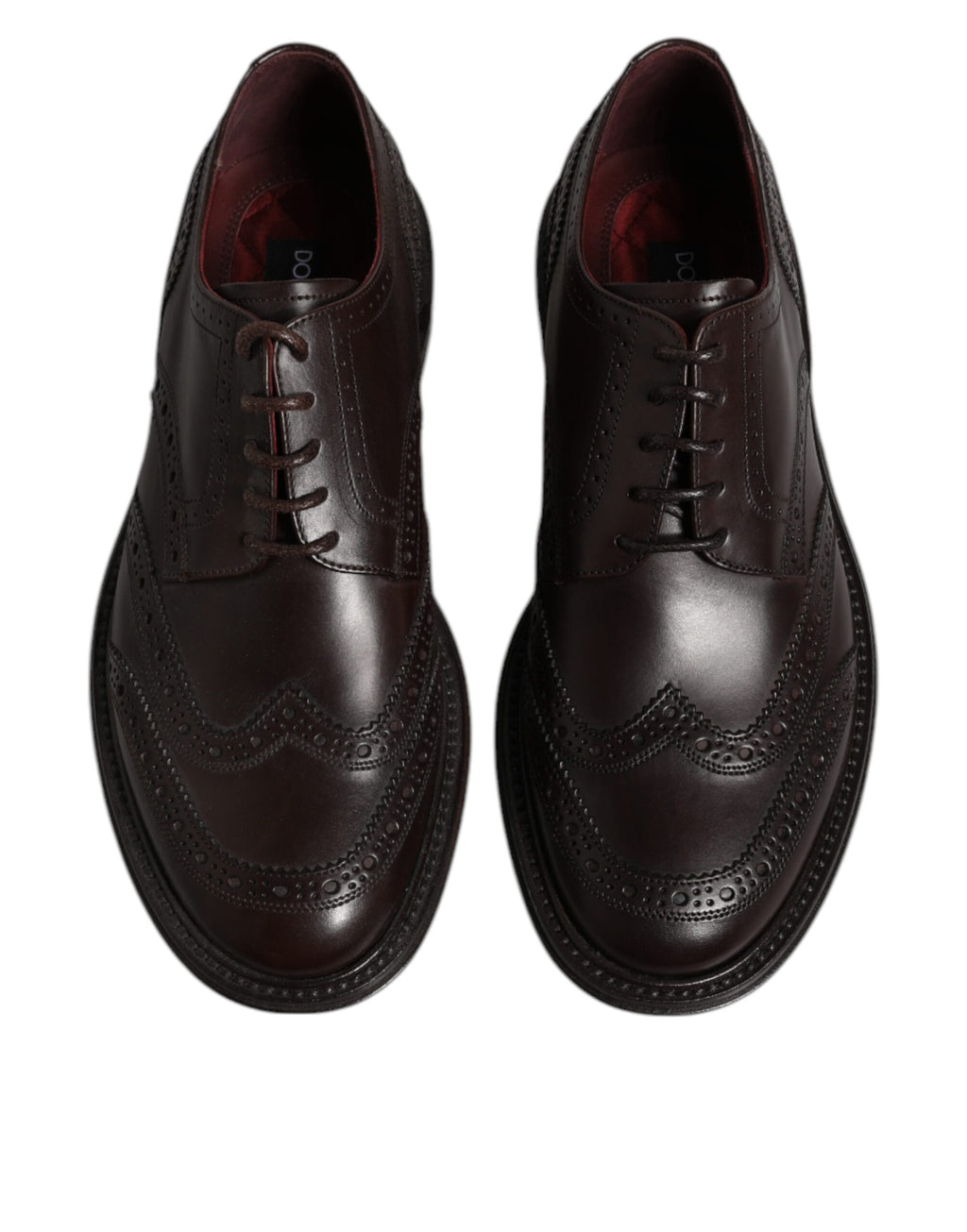 Dolce & Gabbana Brown Leather Derby Wingtip Lace-Up Formal Dress Shoes