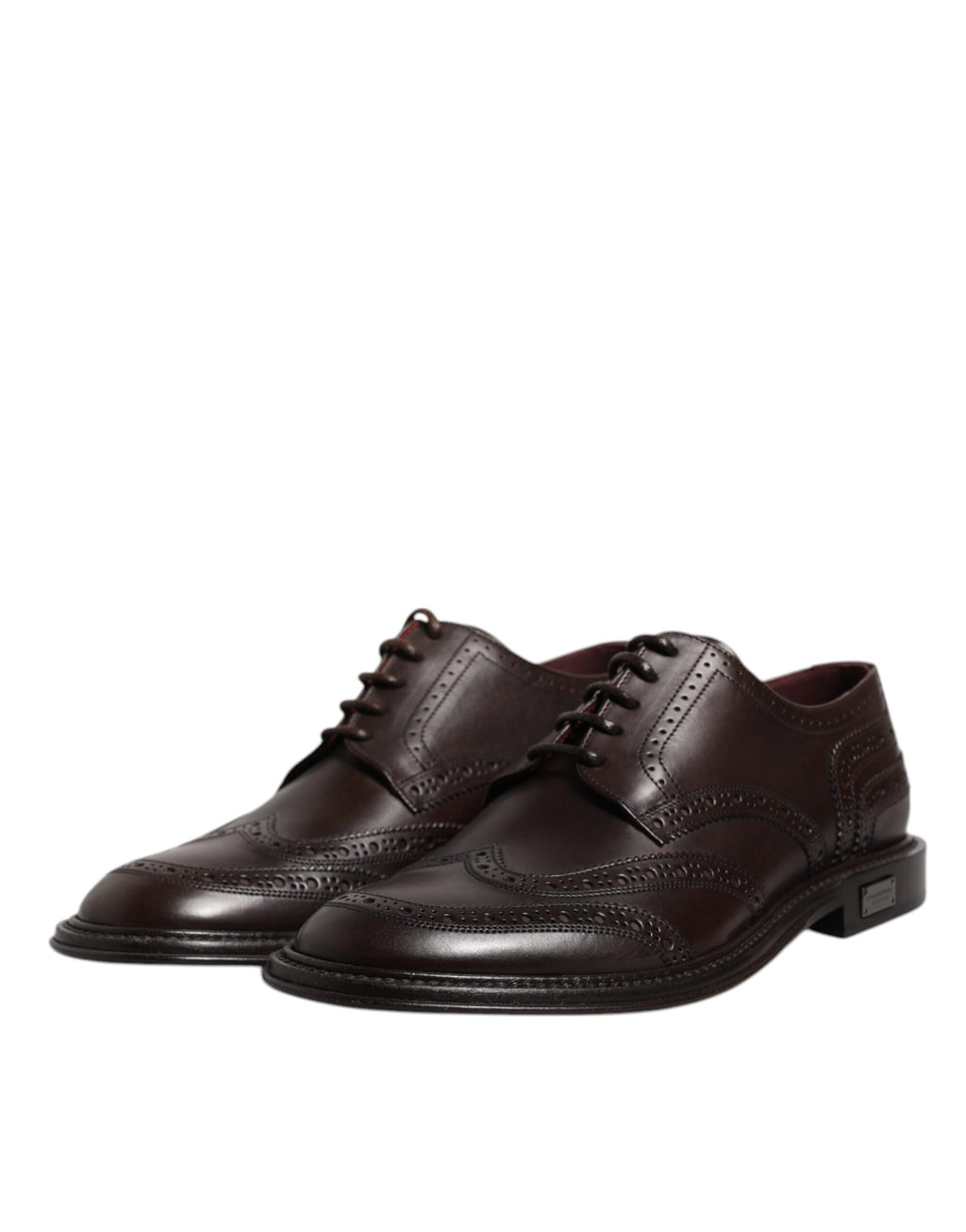 Dolce & Gabbana Brown Leather Derby Wingtip Lace-Up Formal Dress Shoes