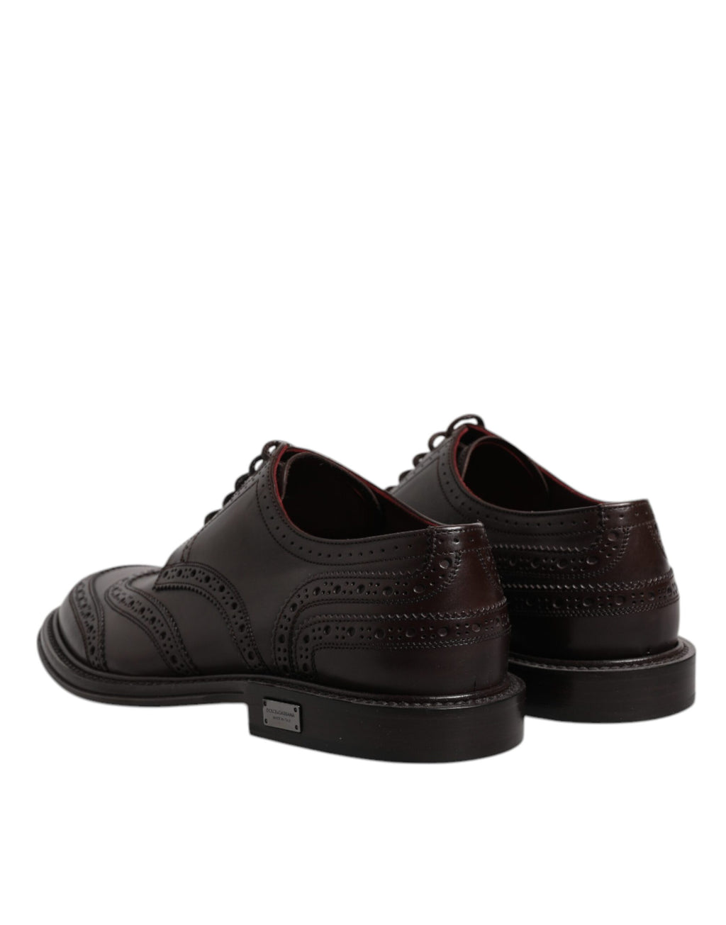 Dolce & Gabbana Brown Leather Derby Wingtip Lace-Up Formal Dress Shoes
