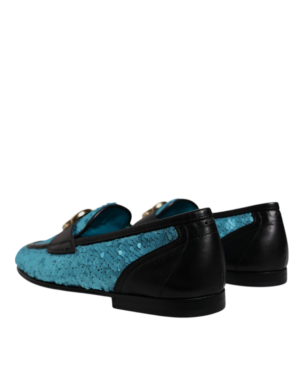 Dolce & Gabbana Blue Sequin Loafers Formal Shoes
