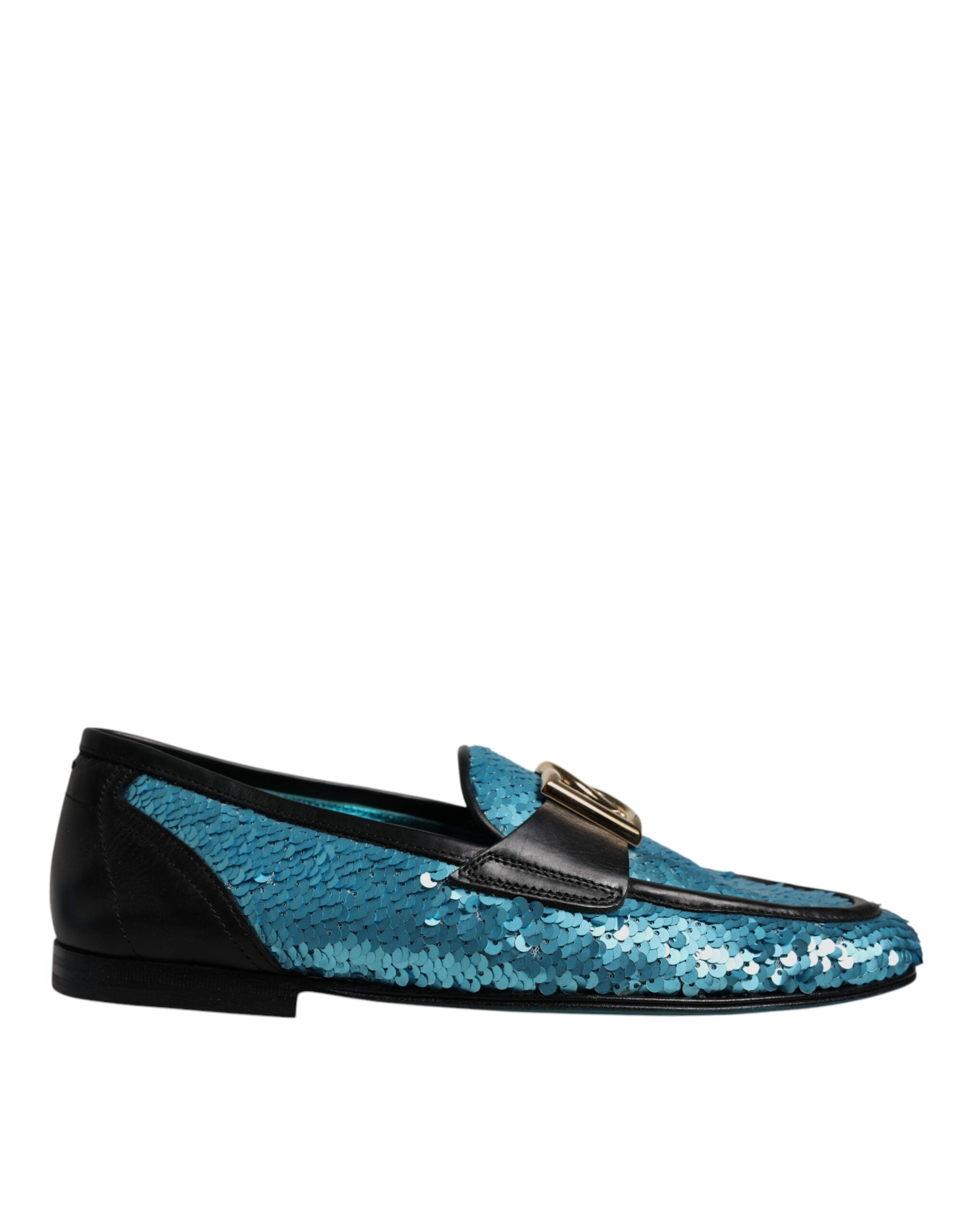 Dolce & Gabbana Blue Sequin Loafers Formal Shoes