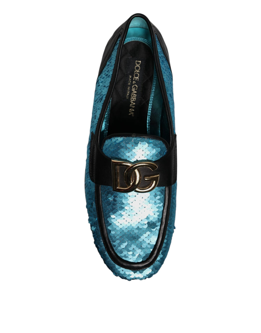Dolce & Gabbana Blue Sequin Loafers Formal Shoes