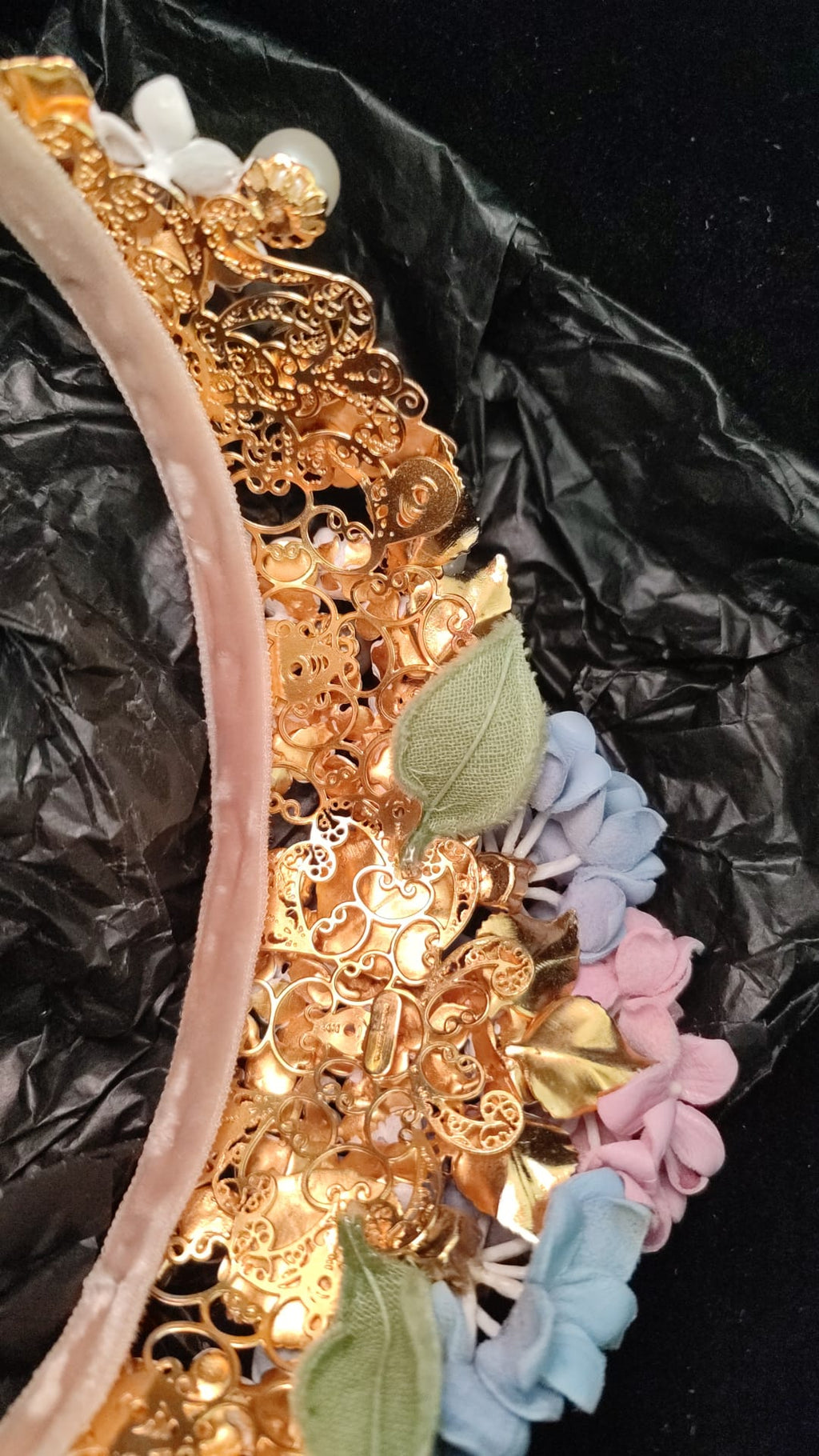 Dolce & Gabbana Gold Crystal Purple Hydrangea Headband Crown Tiara