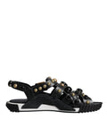 Dolce & Gabbana Black Leather Studded Sandals Shoes