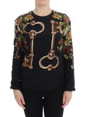 Dolce & Gabbana Black Floral Print Silk Blouse Top