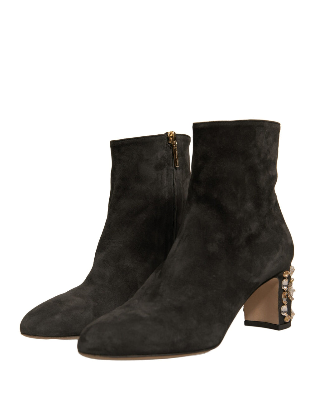 Dolce & Gabbana Black Embellished Heel Boots Shoes