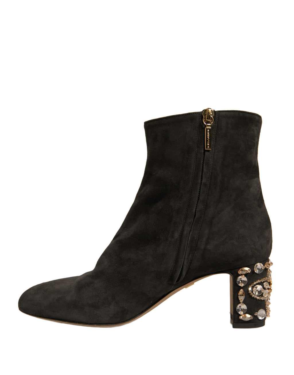 Dolce & Gabbana Black Embellished Heel Boots Shoes
