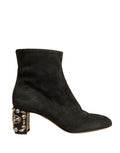 Dolce & Gabbana Black Embellished Heel Boots Shoes