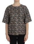 Dolce & Gabbana Graue Seidenbluse mit Goldschlüssel-Druck T-shirt