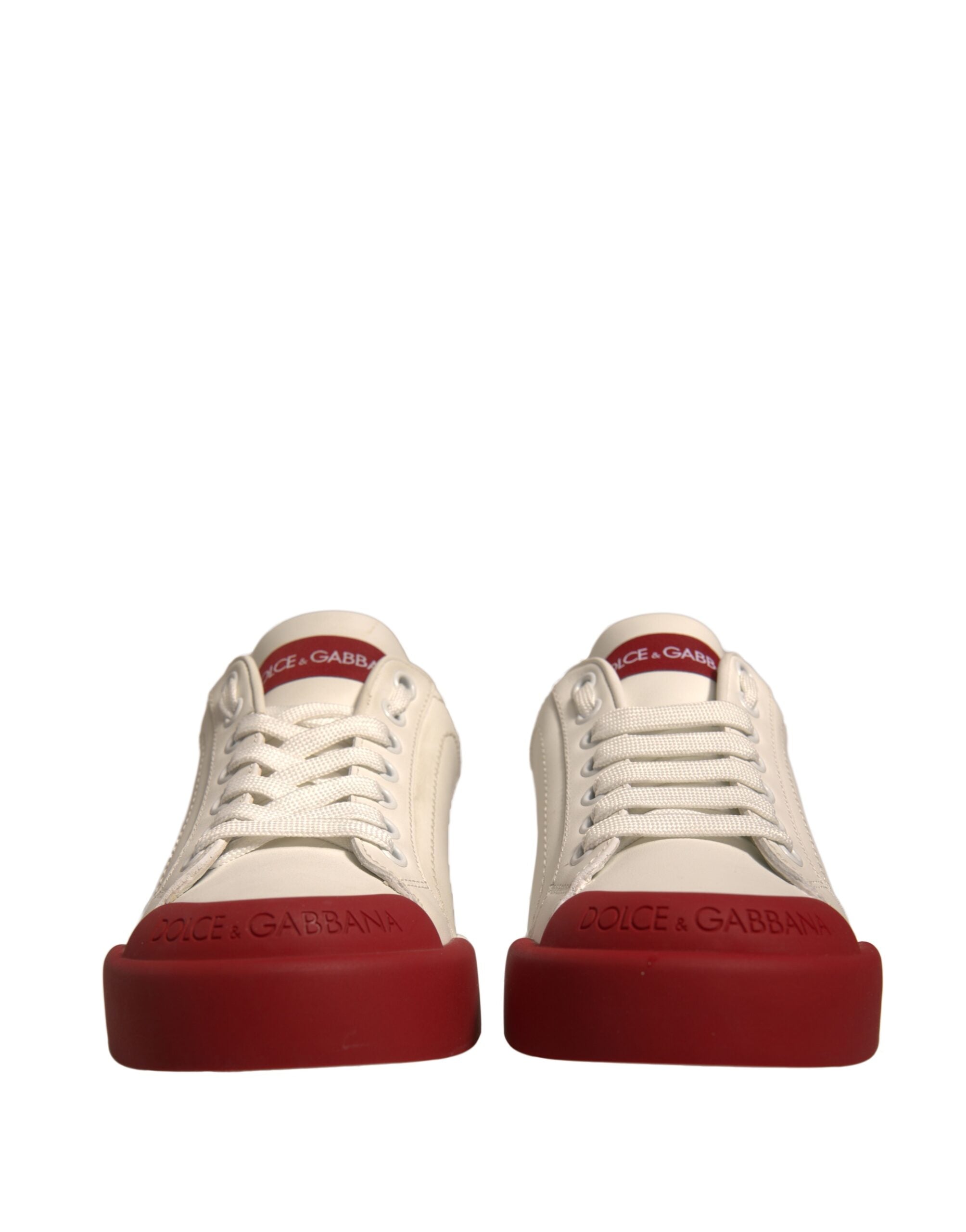 Dolce & Gabbana Schuhe Weiß Leder Logo Portofino Turnschuhe