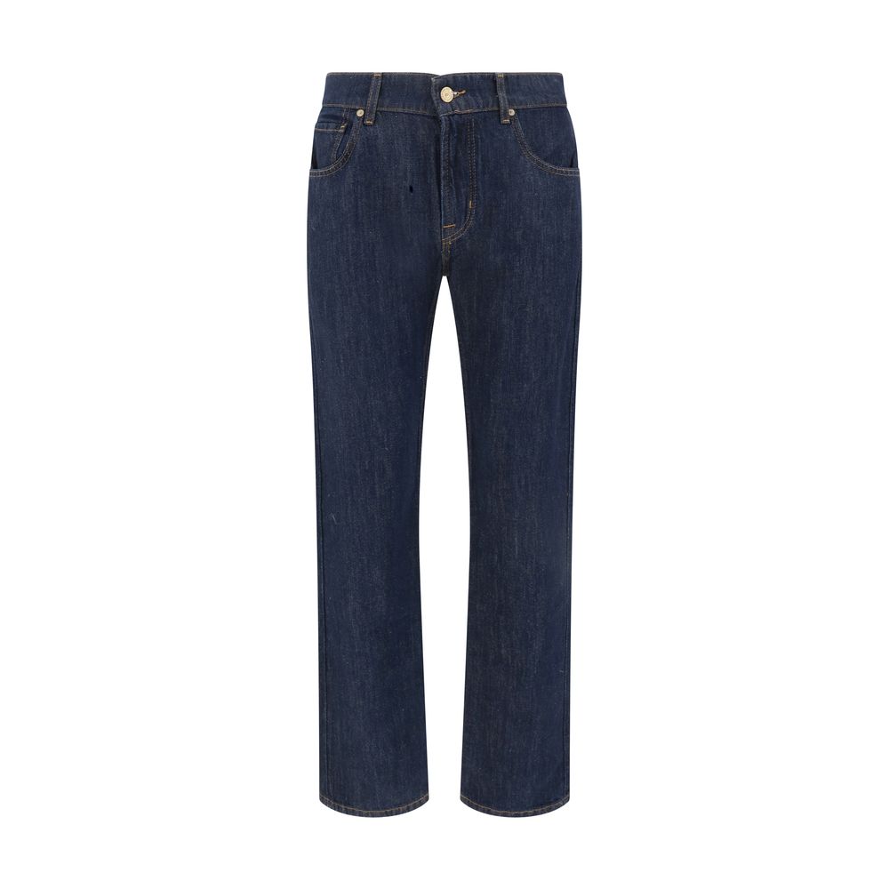 7FOR Straight-Leg Cotton Jeans in Blue