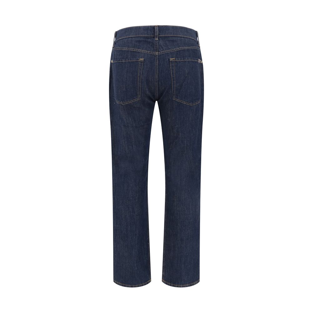 7FOR Straight-Leg Cotton Jeans in Blue