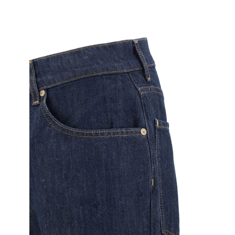 7FOR Straight-Leg Cotton Jeans in Blue