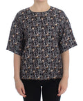 Dolce & Gabbana Graue Seidenbluse mit Goldschlüssel-Druck T-shirt